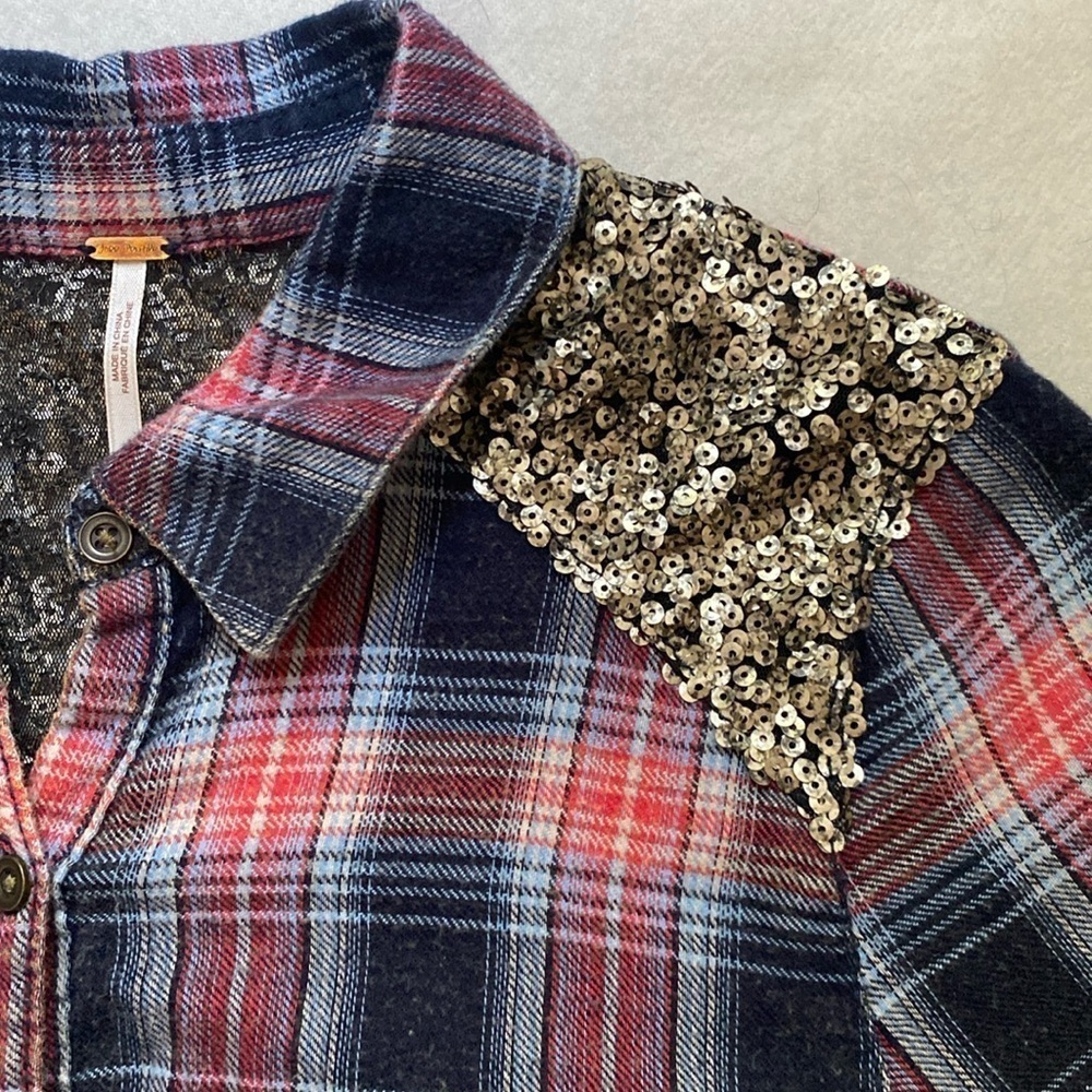 FP Little Bit of Sugar Sequence and Flannel Shirt Size Small - Picture 6 of 12